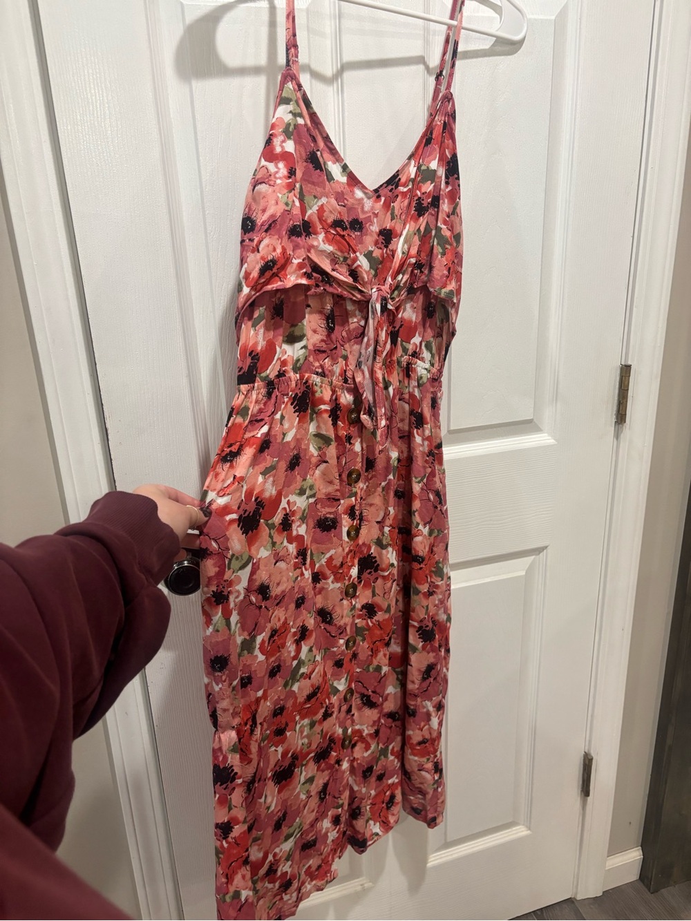 Floral Pink Tie-Front Sundress